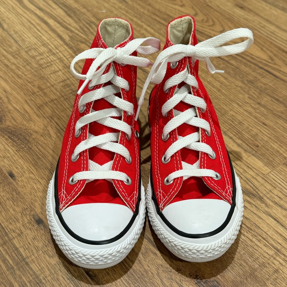 SOLD - CONVERSE Kids Chuck Taylor All-Star Hi Sneakers - Red/White - Size 13 - Picture 2 of 7